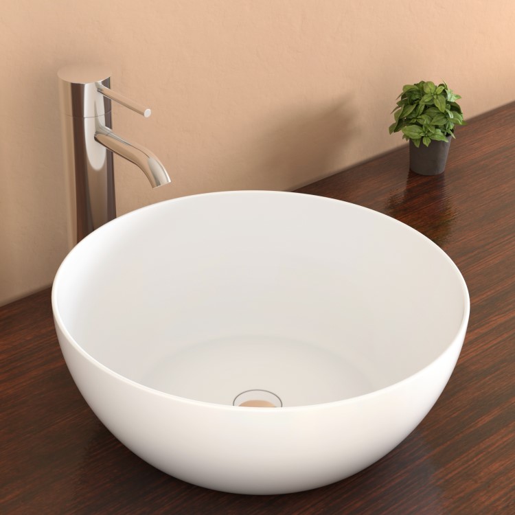 Round Matt White Countertop Basin - Seville Range