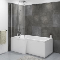 GRADE A1 - 1500 x 850 L Shaped Shower Bath Left Hand