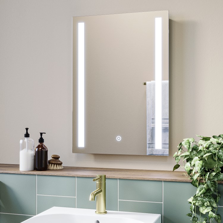 GRADE A1 - Rectangular LED Bathroom Mirror with Demister 500 x 700mm - Capella