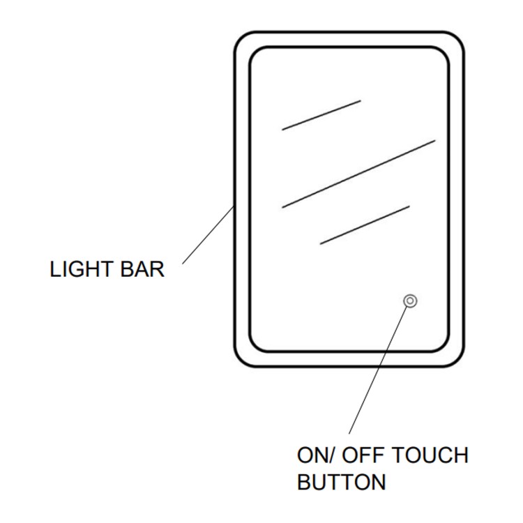 Rectangular Heated Bathroom Mirror with Lights 500 x 700mm - Ariel