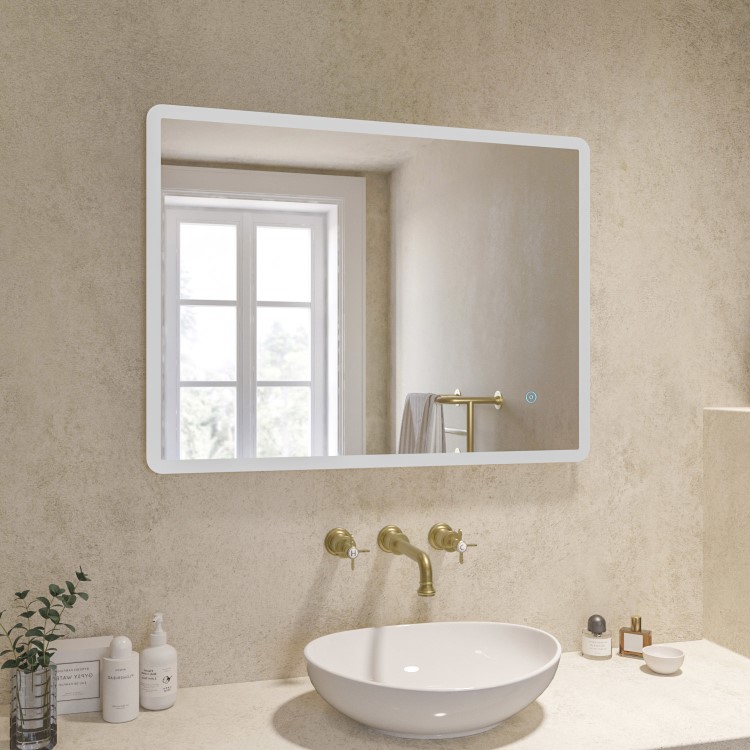 Rectangular Heated Bathroom Mirror with Lights 600 x 800mm - Ariel