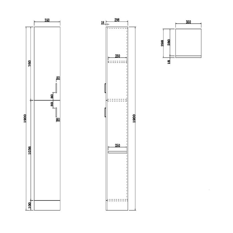 White Freestanding Tall Storage Unit 350mm - Classic