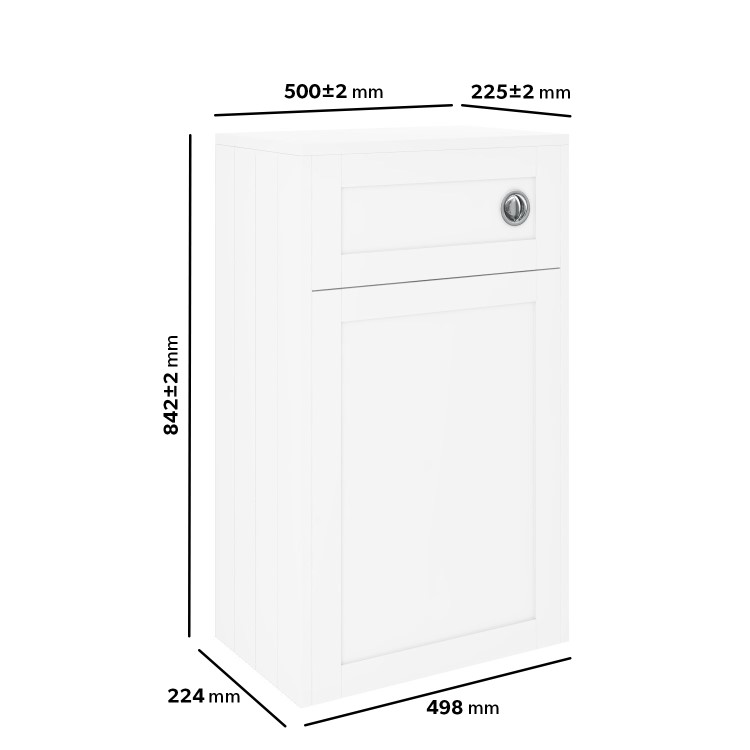 500mm White Back to Wall Toilet Unit Only - Baxenden