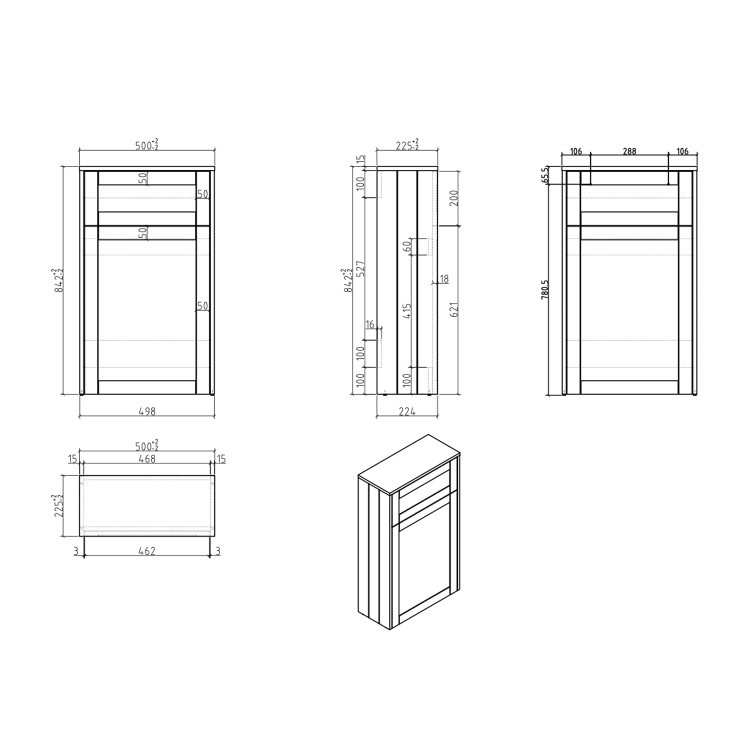 500mm White Back to Wall Toilet Unit Only - Baxenden