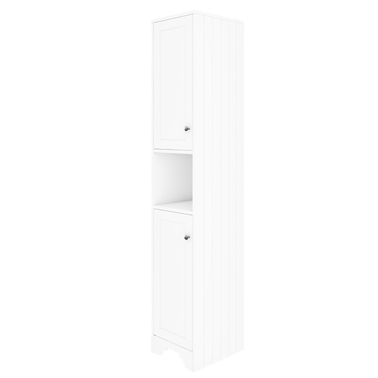 Double Door White Freestanding Tall Bathroom Cabinet 350 x 1884mm- Baxenden