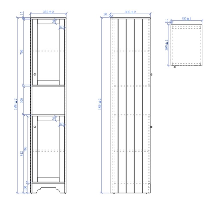 Grey Freestanding Tall Bathroom Cabinet 350mm - Baxenden