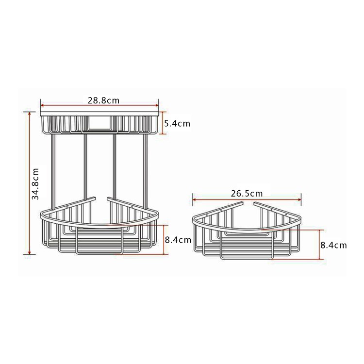 Matt Black 2 Tier Corner Shower Caddy - Arissa 