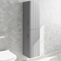 Double Door Grey Wall Mounted Tall Bathroom Cabinet 350 x 1400mm - Empire