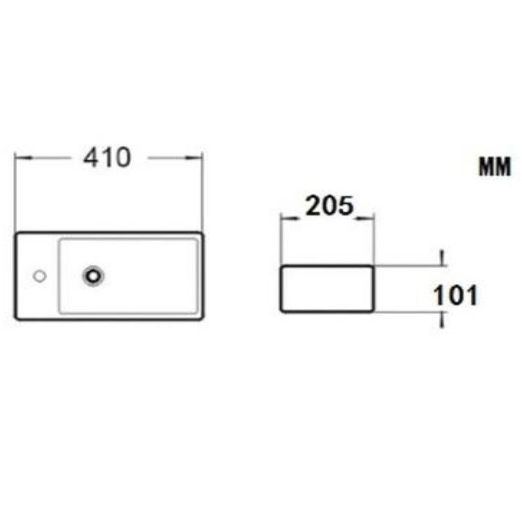 Cloakroom Matt Wall Hung Basin Left Hand 405mm - Detroit