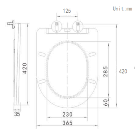 Verona Wall Hung Soft Close Toilet Seat - Matt Grey