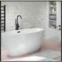 Alvor Matt White Oval Double Ended Freestanding Bath Black Waste & Overflow - 1500 x 720mm