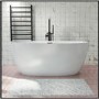 Alvor Matt White Oval Double Ended Freestanding Bath Black Waste & Overflow - 1500 x 720mm