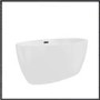 Alvor Matt White Oval Double Ended Freestanding Bath Black Waste & Overflow - 1500 x 720mm