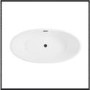 Alvor Matt White Oval Double Ended Freestanding Bath Black Waste & Overflow - 1500 x 720mm