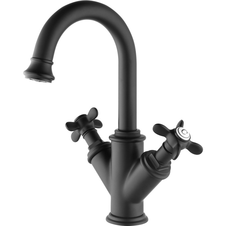 Black Crosshead Mono Basin Mixer Tap - Camden