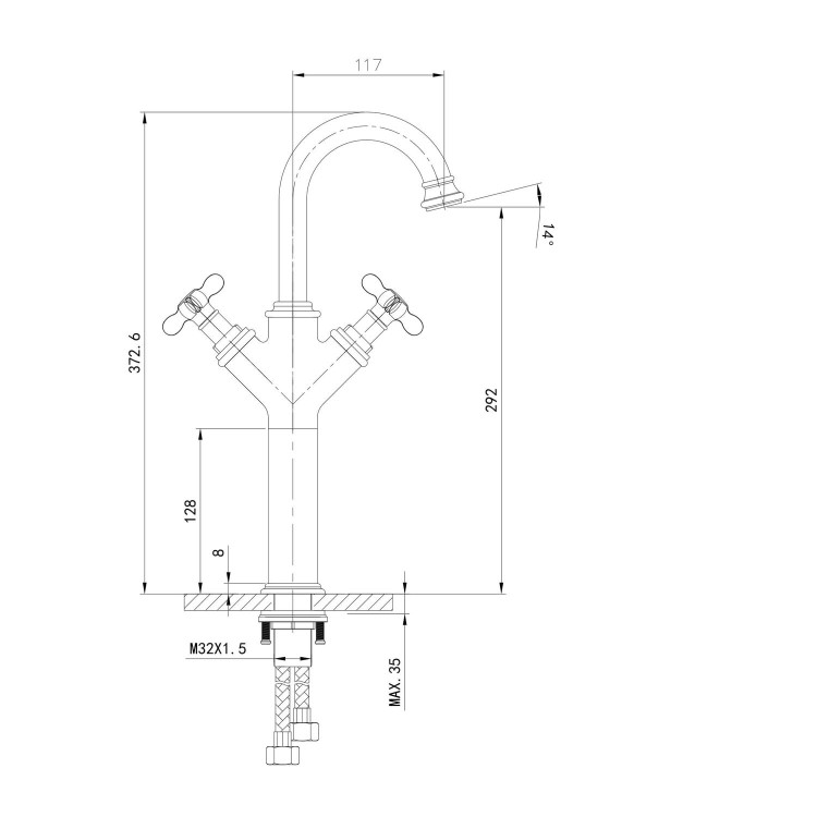 GRADE A1 - Camden Double-handle extended basin mixer - Brushed Brass