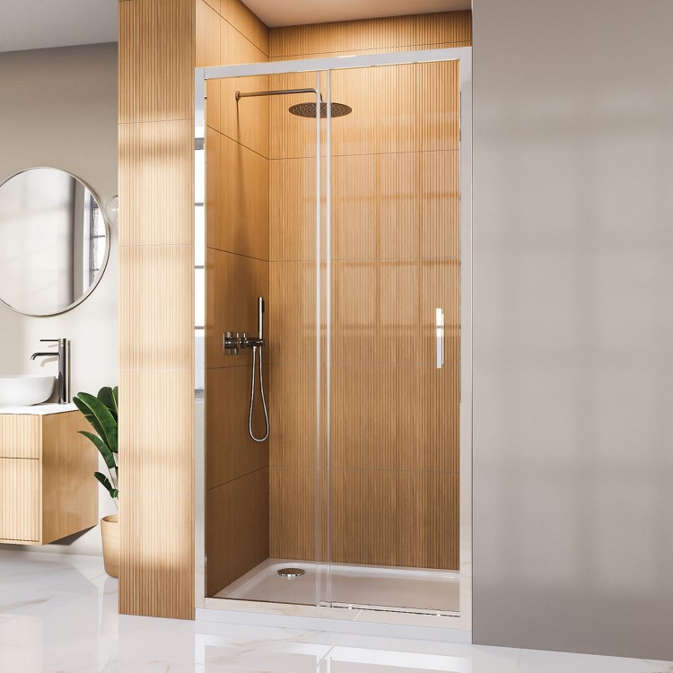 1000mm Chrome Sliding Shower Door 8mm Glass - Pavo