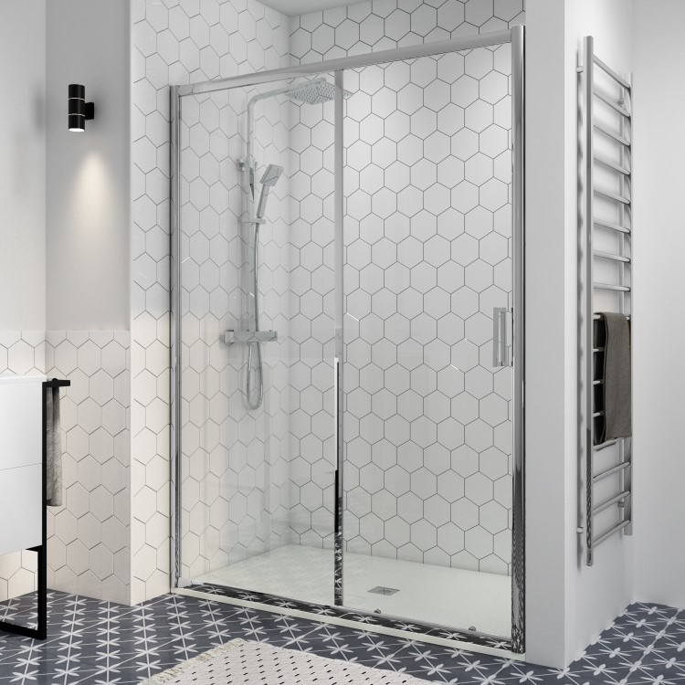 1200mm Chrome Sliding Shower Door 8mm Glass - Pavo