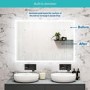 Rectangular Heated Bathroom Mirror with Lights Shaver Socket & Bluetooth Speaker 800 x 600mm - Divine