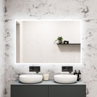 Rectangular Heated Bathroom Mirror with Lights Shaver Socket & Bluetooth Speaker 1200 x 800mm - Divine