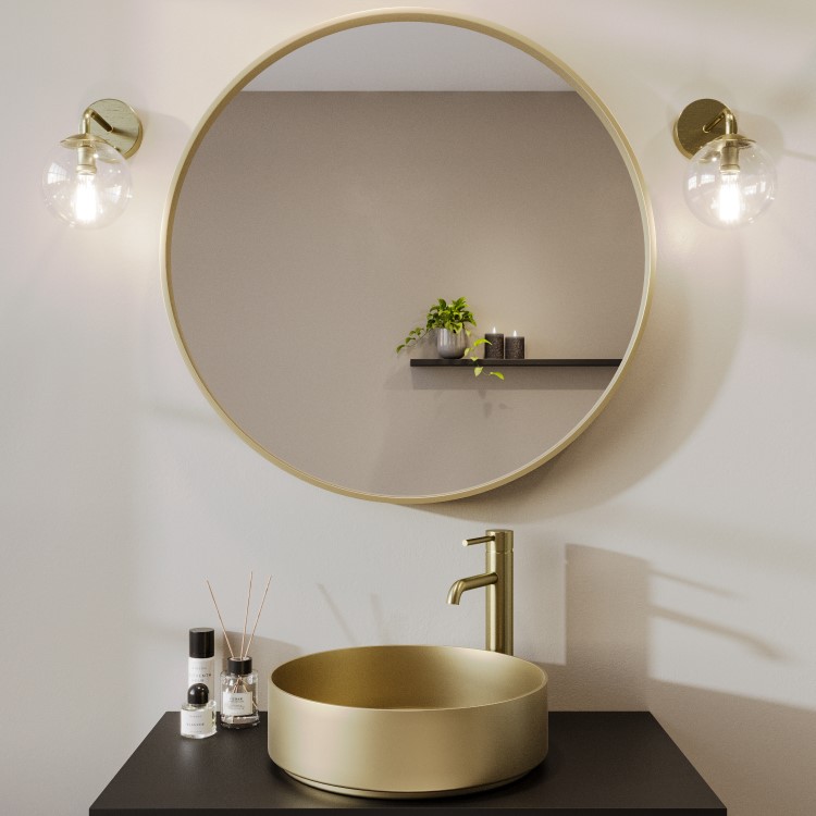 Round Gold Bathroom Mirror 800mm - Alcor