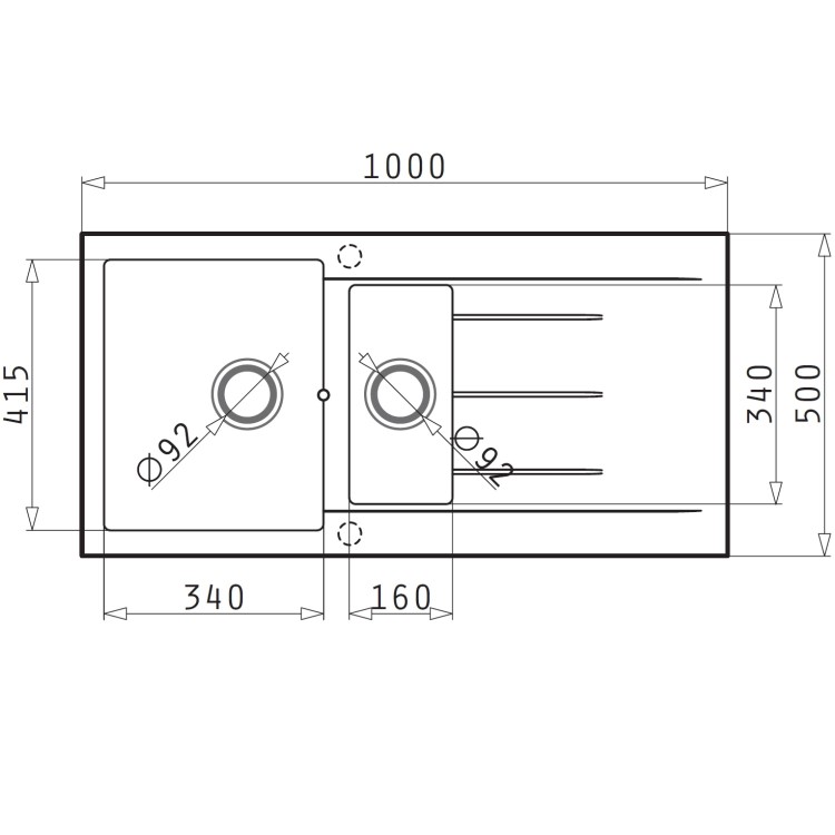 GRADE A1 - 1.5 Bowl Inset Black Composite Kitchen Sink with Reversible Drainer - Enza Madison