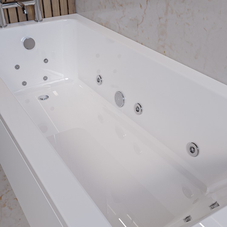 Single Ended Whirlpool Spa Bath with 14 Whirlpool Jets 1700 x 750mm - Rutland