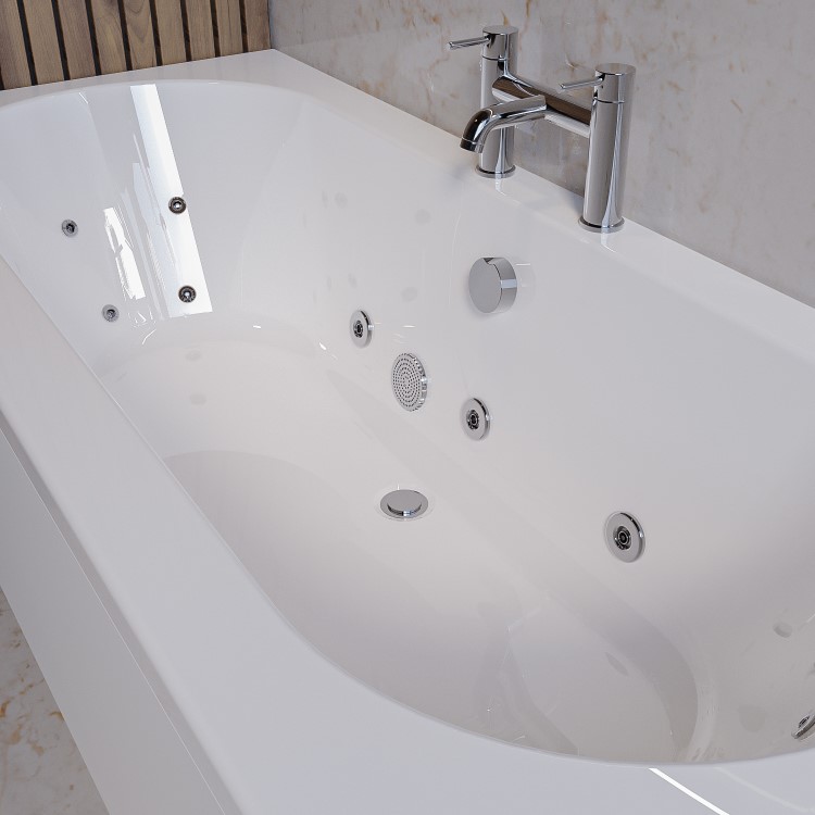 Double Ended Whirlpool Spa Bath with 14 Whirlpool Jets 1700 x 750mm - Burford