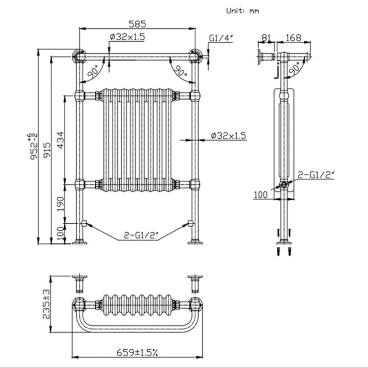 GRADE A1 - Regent 952x659x235 Chrome + White