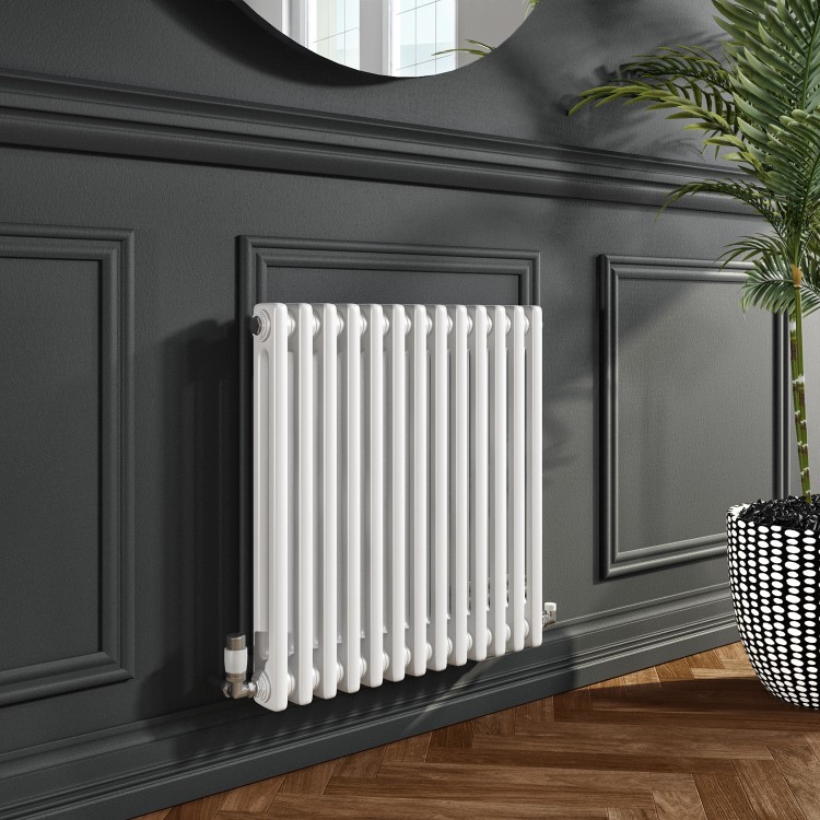 GRADE A1 - Nambi White 2 Column Horizontal Radiator - 600 x 603mm