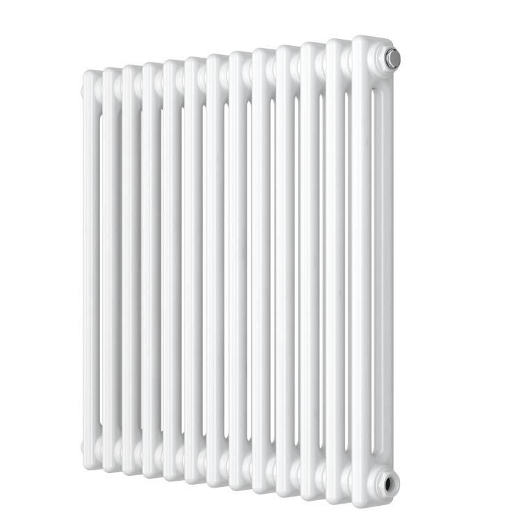 White Horizontal 2 Column Traditional Radiator 600 x 605mm - Nambi