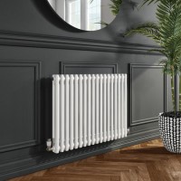 GRADE A2 - White Horizontal 2 Column Traditional Radiator 600 x 830mm - Nambi