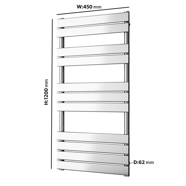 Chrome Towel Radiator 1200 x 450mm - Tundra