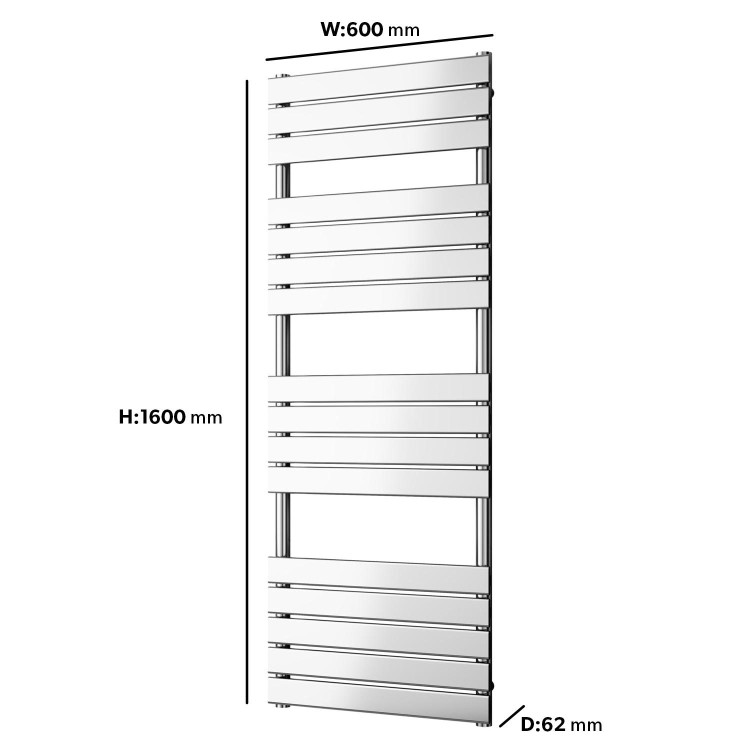 Chrome Towel Radiator 1600 x 600mm - Tundra