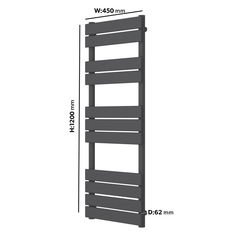 Anthracite Towel Radiator 1200 x 450mm - Tundra