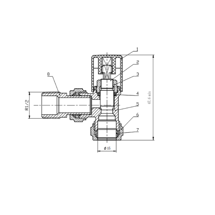 White Round Angled Radiator Valves - For Pipework Which Comes From The Wall