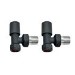 Anthracite Round Angled Radiator Valves - For Pipework Which Comes From The Wall