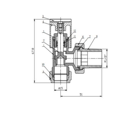 Matt Black Round Angled Radiator Valves - For Pipework Which Comes From The Wall