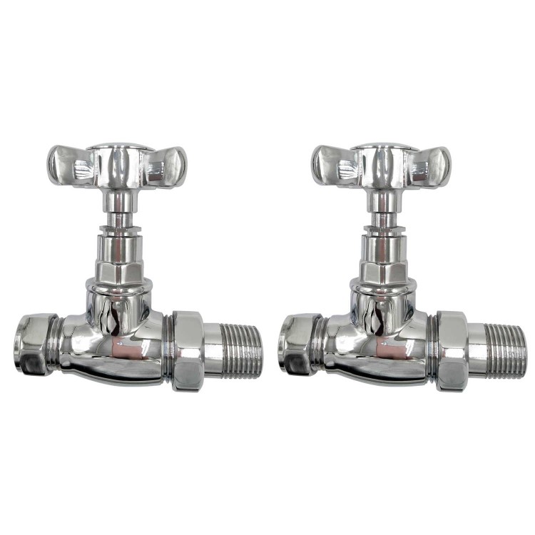 GRADE A1 - Chrome Traditional Straight Radiator Valves