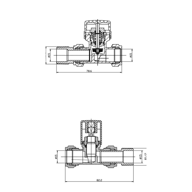 White Thermostatic Straight Radiator Valves