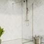 800mm Wet Room Shower Screen Nickel Frameless with Wall Support Bar - Live Your Colour