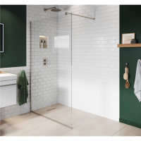 GRADE A1 - 800mm Nickel Frameless Wet Room Shower Screen with Wall Support Bar - Live Your Colour