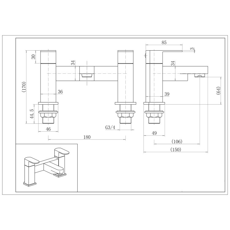 Chrome Bath Mixer Tap - Como