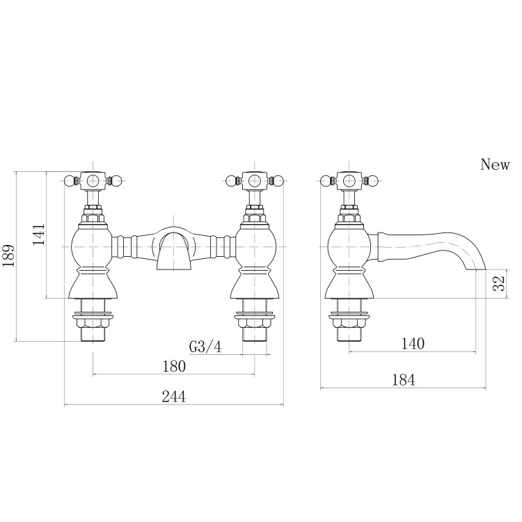 Chrome Bath Mixer Tap - Oxford