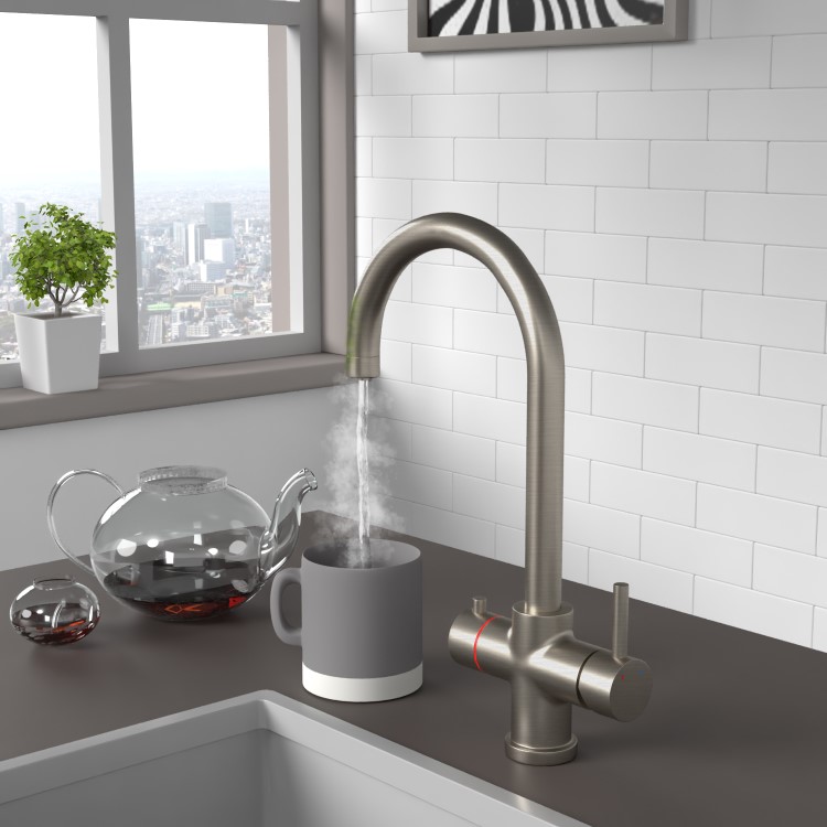 Brushed Nickel 3 in 1 Boiling water Tap - Pronto Vesta