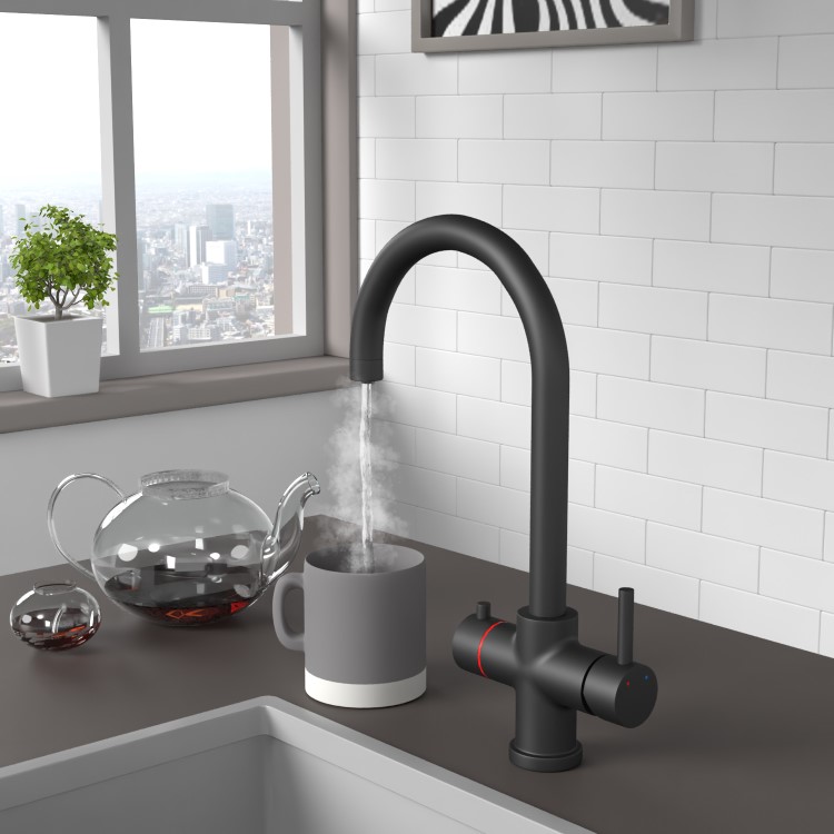 Black 3 in 1 Boiling water Tap - Pronto Vesta 