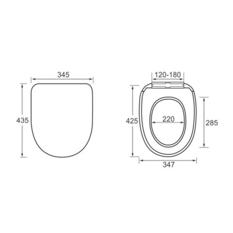 White Square Soft Close Toilet Seat with Quick Release - Seren