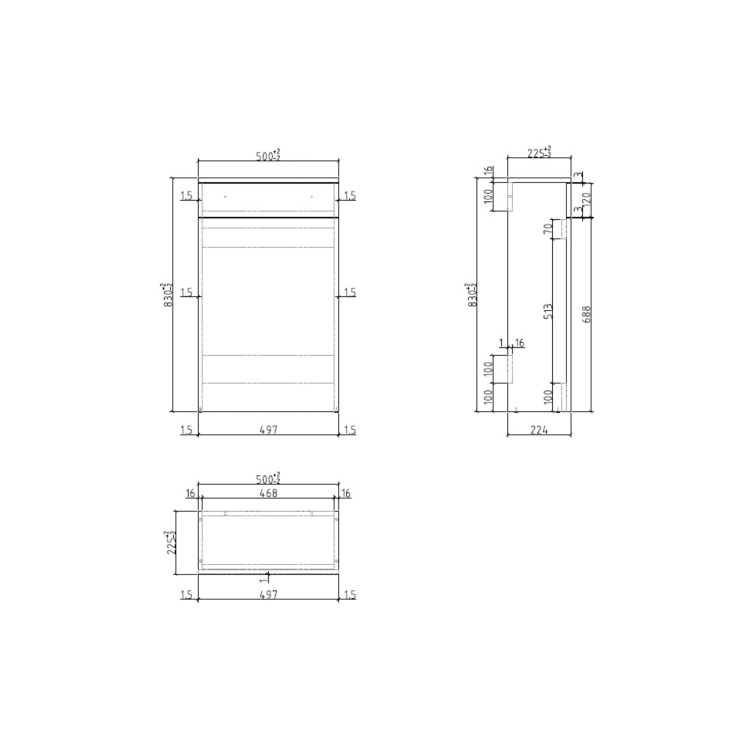 500mm White Back to Wall Toilet Unit Only - Sion