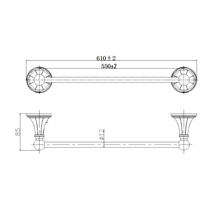 Traditional 600mm Single Towel Bar - Oxbridge