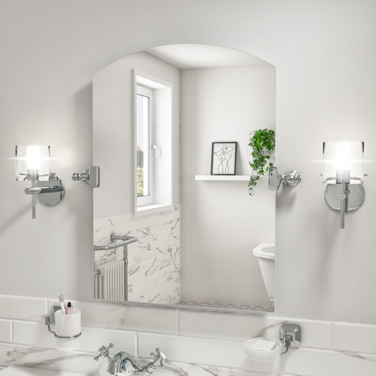 GRADE A1 - Frameless Arched Bathroom Mirror - 550 x 750mm - Baxenden